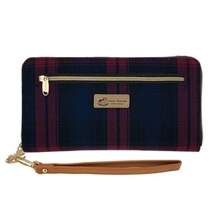 Waterproof Plaid Zipper Wristlet Long Wallet